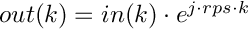 $out(k) = in(k) \cdot e^{j \cdot rps \cdot k}$